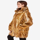 Plus Size Mid-Length Hooded Faux Fur Coat image number null