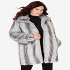 Plus Size Mid-Length Hooded Faux Fur Coat image number null
