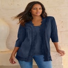 Crochet Trim Pointelle Cardigan image number null