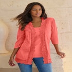 Crochet Trim Pointelle Cardigan image number null