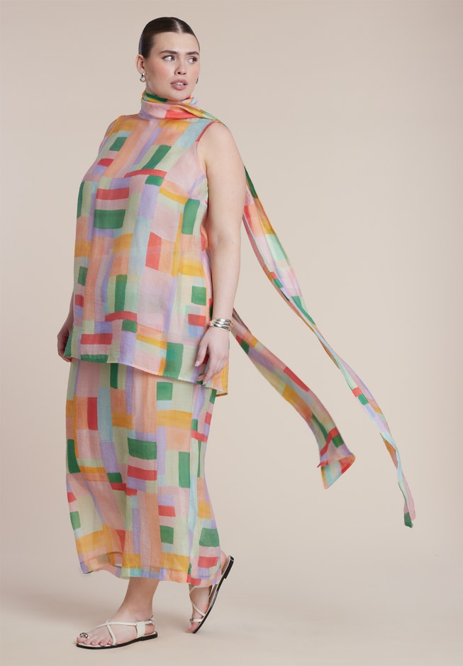 Sheer Printed Organza Skirt image number 3