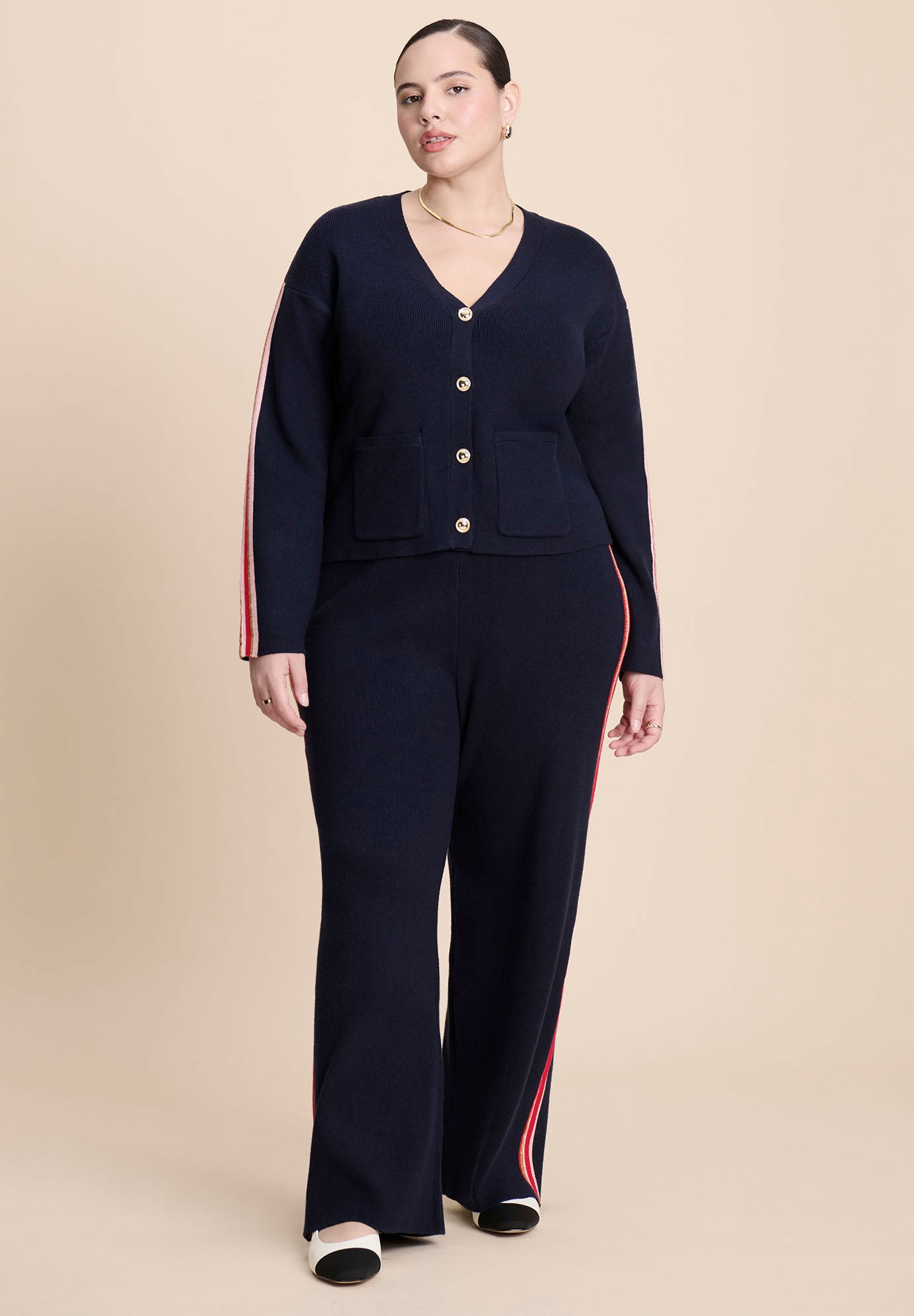 Lurex Stripe Cardigan image number 3