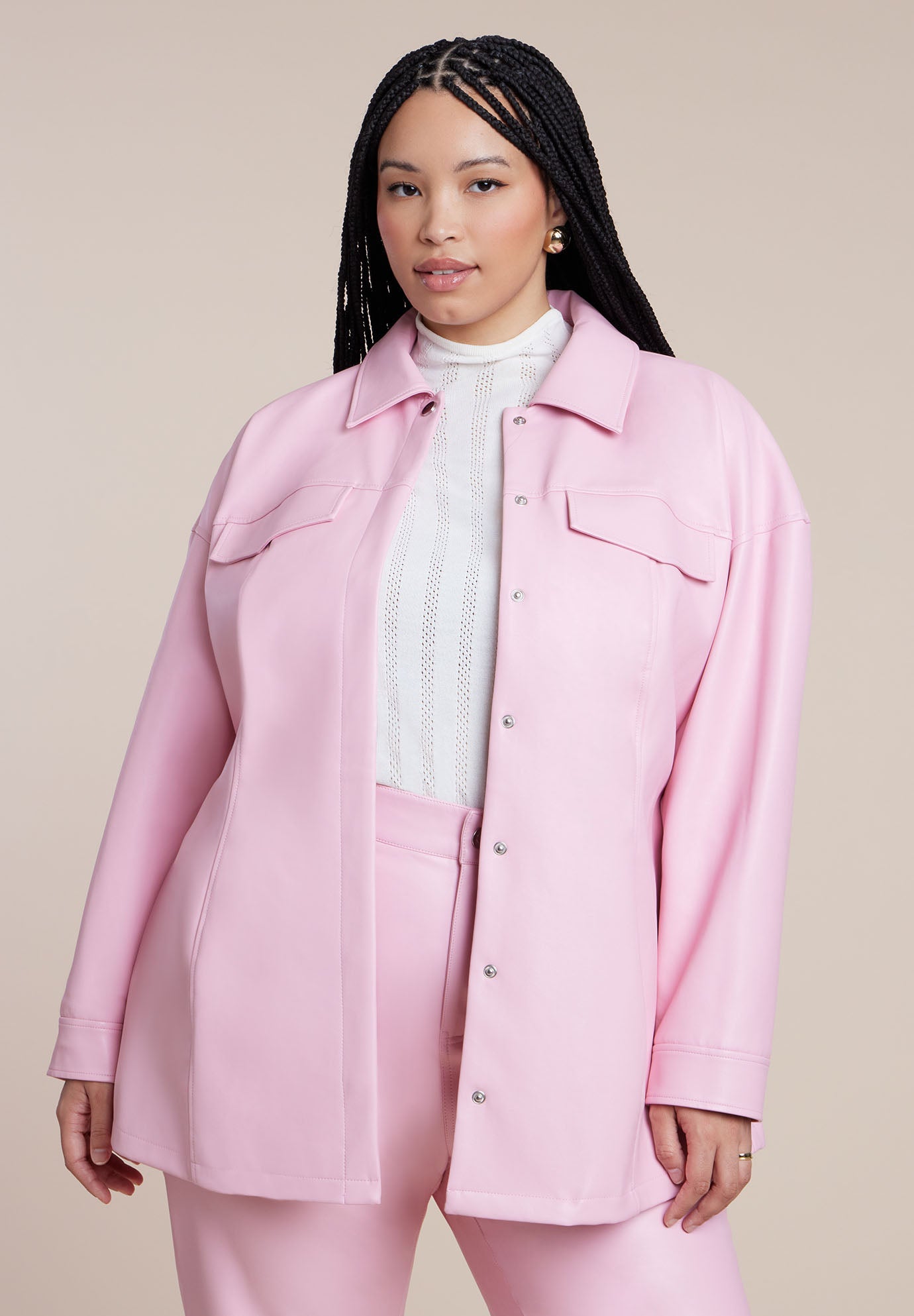 Pocket Detail Faux Leather Jacket image number 0