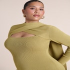 Wrap Scarf-Detail Sweater Midi Dress image number 4