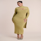Wrap Scarf-Detail Sweater Midi Dress image number 0