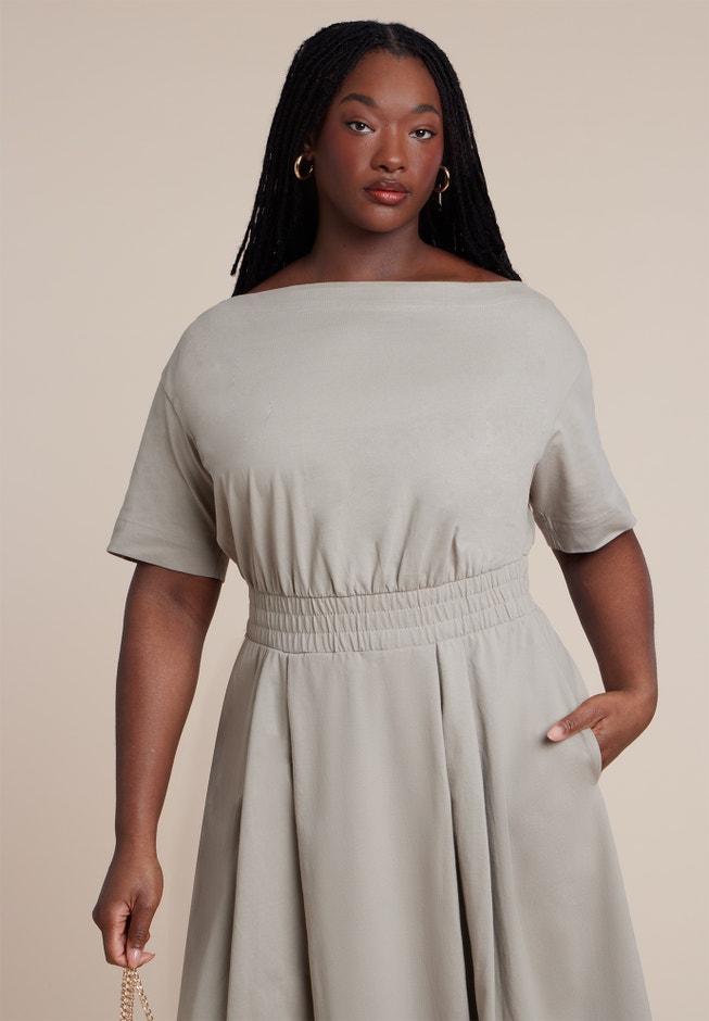 Asymmetrical Neck A-Line Dress | ELOQUII Asymmetrical Neck A-Line Dress | ELOQUII