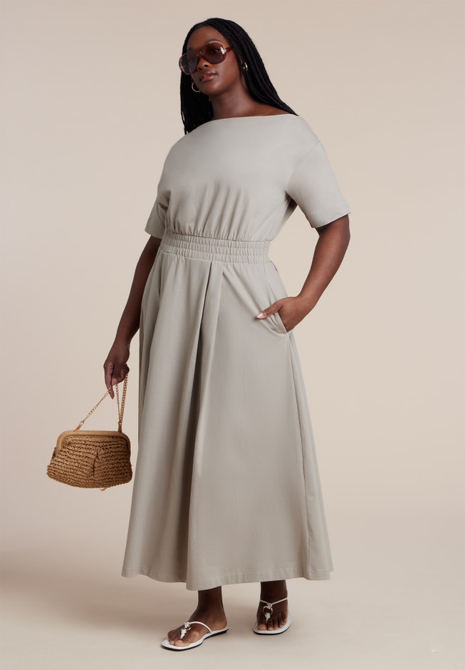 Asymmetrical Neck A-Line Dress image number 3