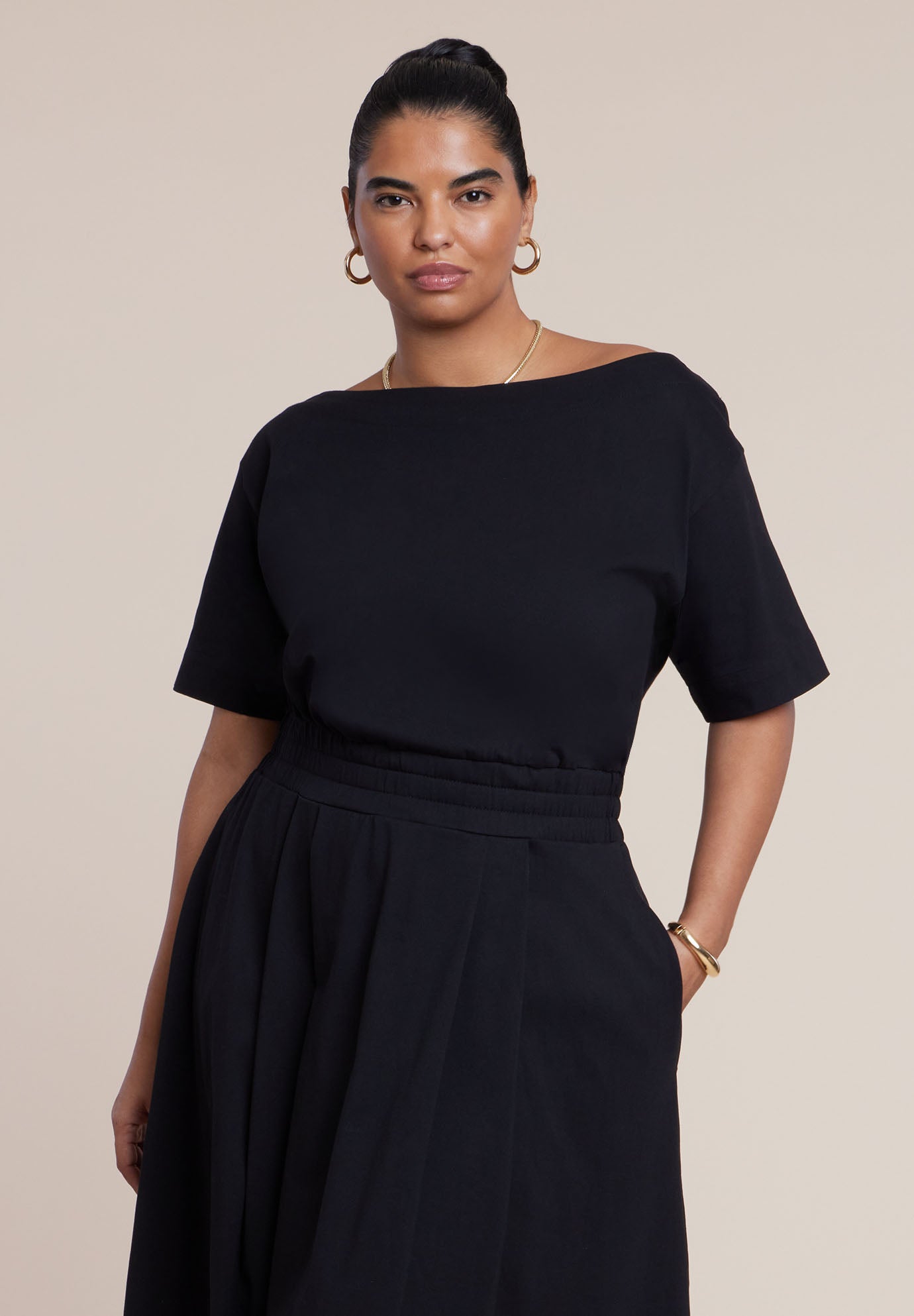 Asymmetrical Neck A-Line Dress image number 2