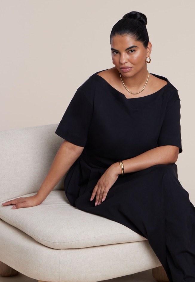 Asymmetrical Neck A-Line Dress image number 4