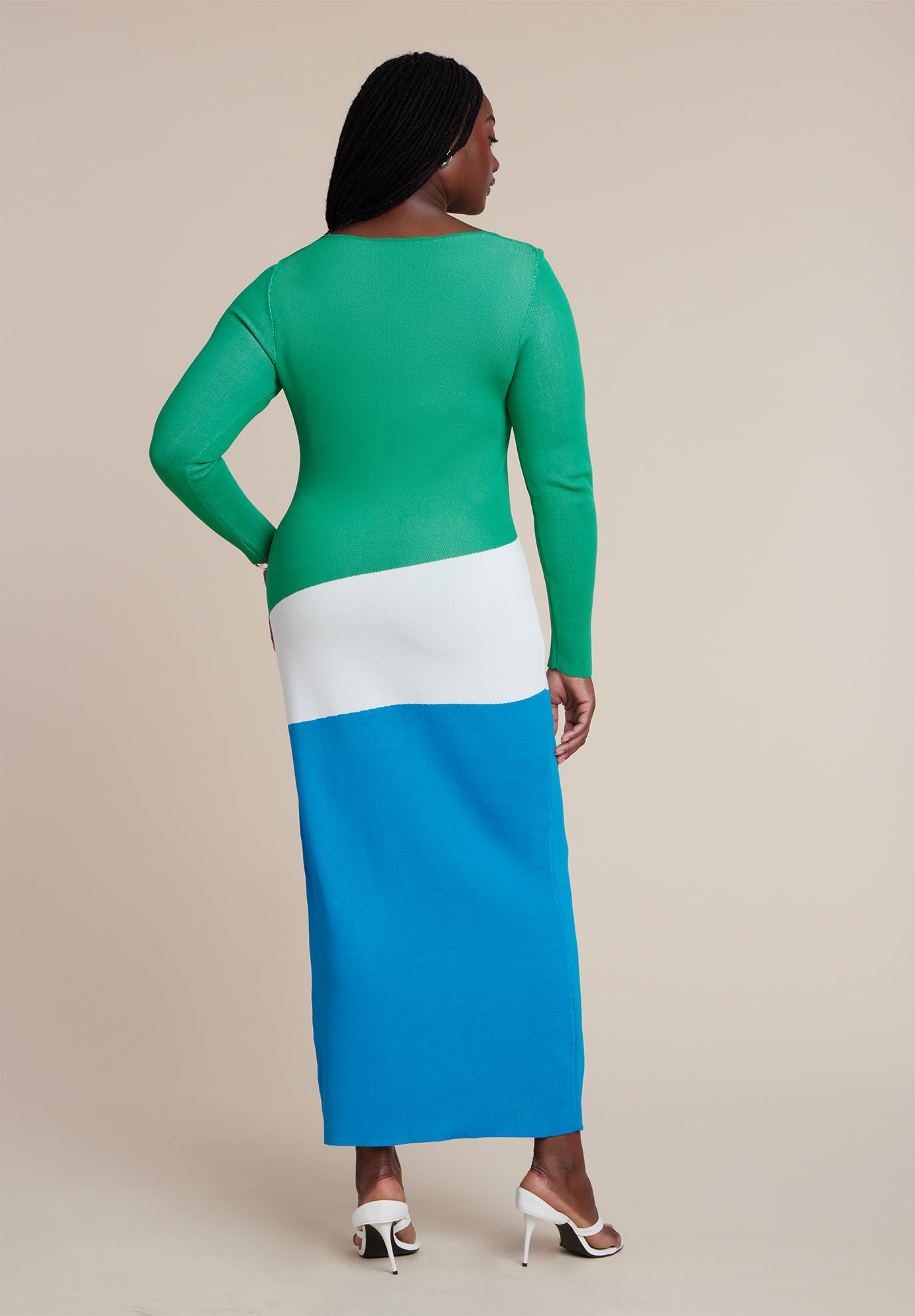 Asymmetrical Stripe Sweater Dress image number 4