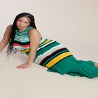 Stripe & Ruffle Sweater Dress image number null