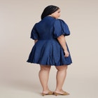 Bubble Detail Denim Mini Dress  image number null