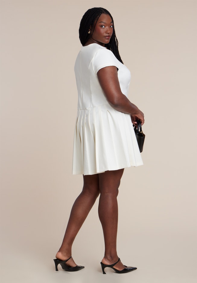 Button Detail Pleated Mini Dress image number 3