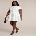 Button Detail Pleated Mini Dress image number null