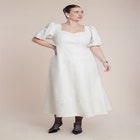 Faux Leather Puff Sleeve Maxi Dress image number null