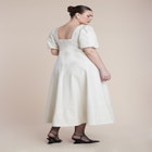 Faux Leather Puff Sleeve Maxi Dress image number null