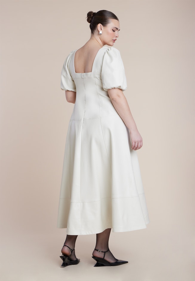 Faux Leather Puff Sleeve Maxi Dress image number 6
