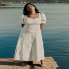 Faux Leather Puff Sleeve Maxi Dress image number null