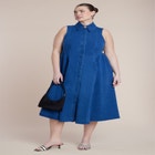 Sleeveless Denim Button Detail Dress image number null