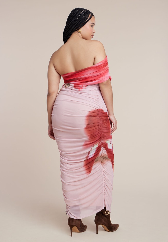 Asym Mesh Shirred Dress image number 2