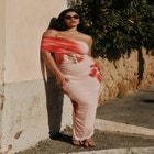 Asym Mesh Shirred Dress image number null