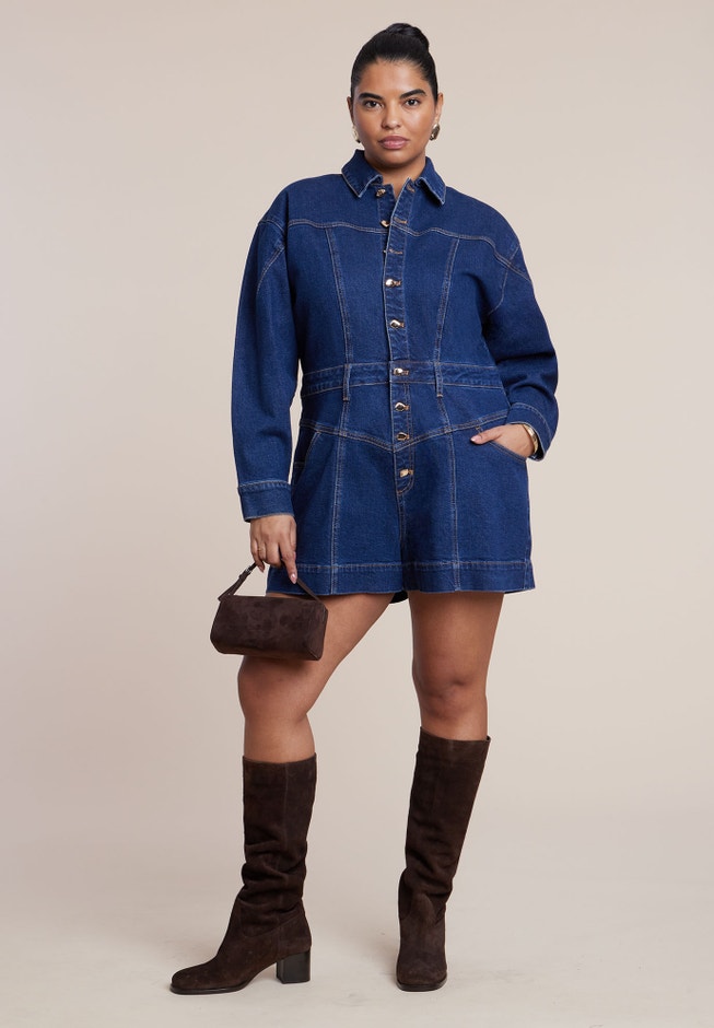 Denim Romper image number 1
