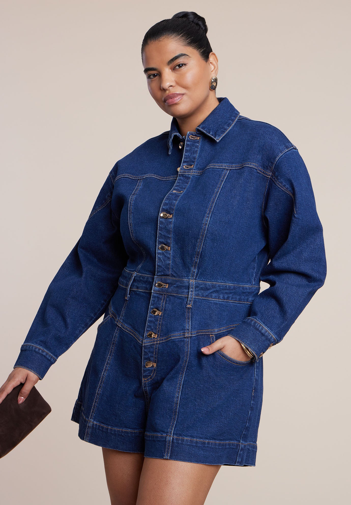 Denim Romper image number 2