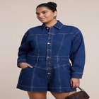Denim Romper image number null