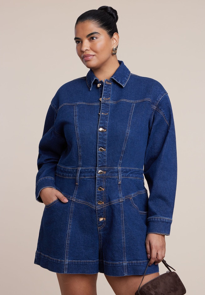 Denim Romper image number 3