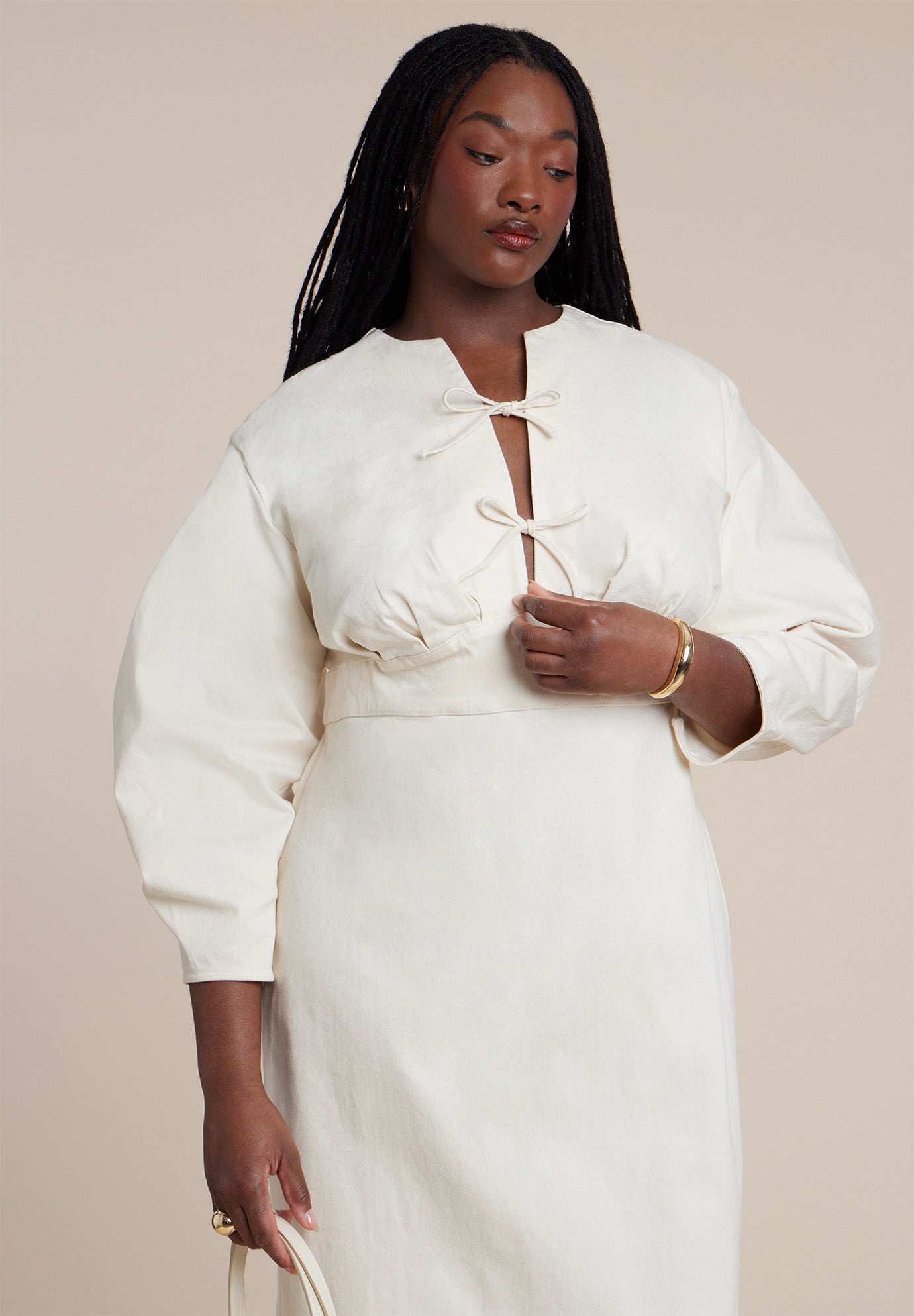 Tie Front Denim Maxi Dress image number 1