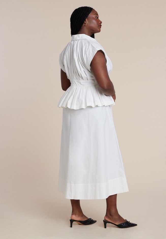 eloquii shirt dress Plus Size Women's Peplum Poplin Shirt Dress by ELOQUII in Jet Stream (Size 24)