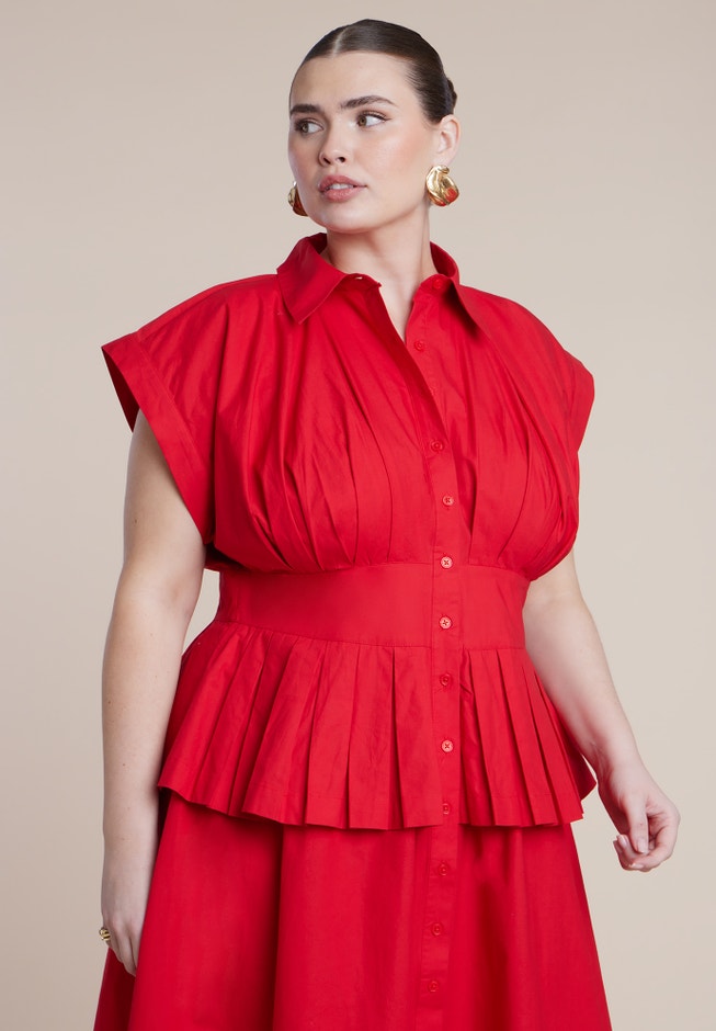 Peplum Poplin Shirt Dress image number 1
