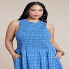 Smocked Bodice Plaid Dress image number null