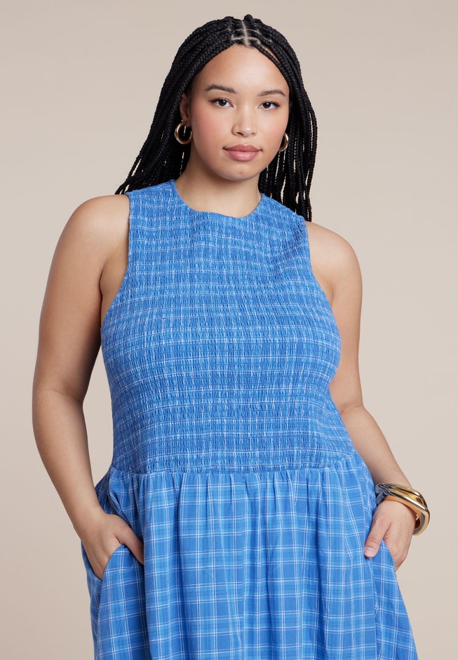 Smocked Bodice Plaid Dress image number 2