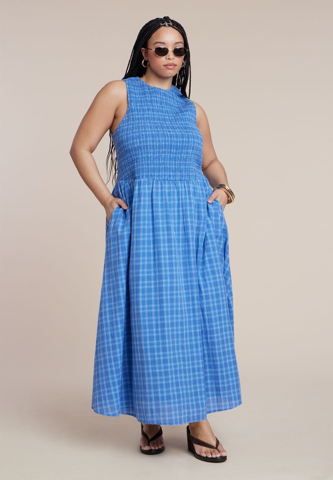 Plus Size Women's Smocked Bodice Plaid Dress by ELOQUII in Plaid Party (Size 20) Plus Size Women's Smocked Bodice Plaid Dress by ELOQUII in Plaid Party (Size 20)