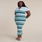 Stripe Stitch Collar Sweater Dress image number null