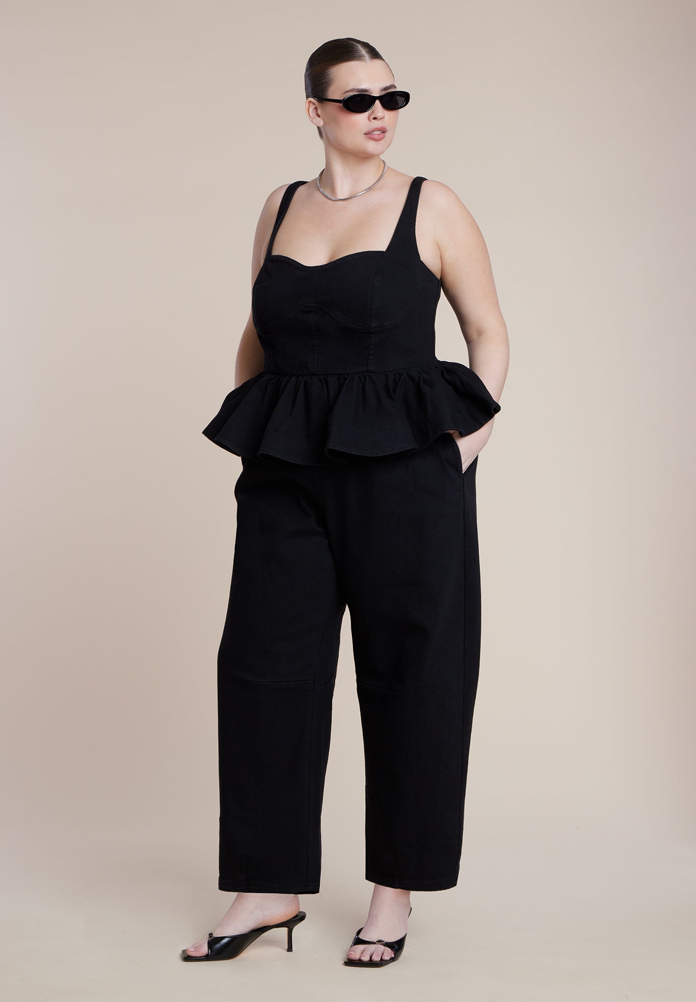 Peplum Barrel Leg Jumpsuit image number 4