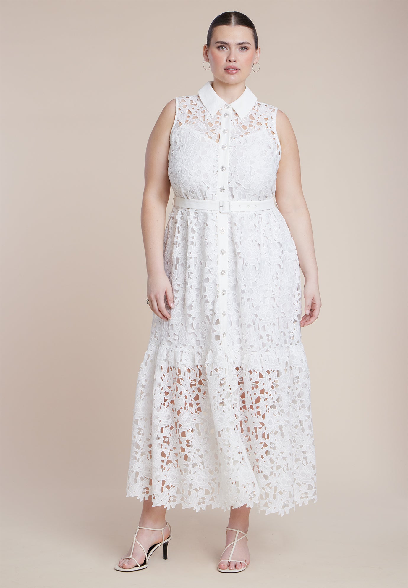 Lace Dress With Buttons & Collar image number 0