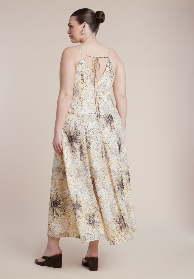Printed Tie Straps Maxi Dress image number 3
