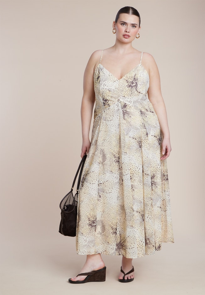 Plus Size Women's Printed Tie Straps Maxi Dress by ELOQUII in Mellow Blooms (Size 24) Plus Size Women's Printed Tie Straps Maxi Dress by ELOQUII in Mellow Blooms (Size 24)