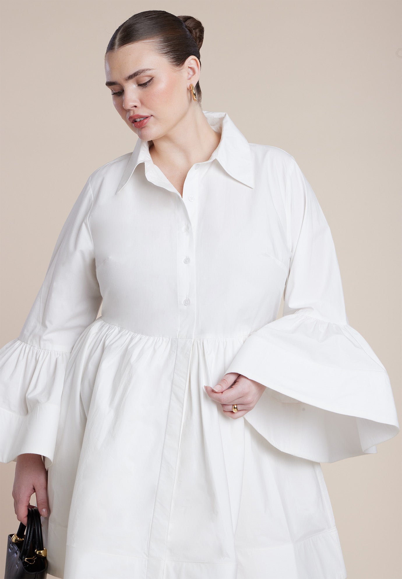 Poplin Ruffle Flare Mini Dress image number 1