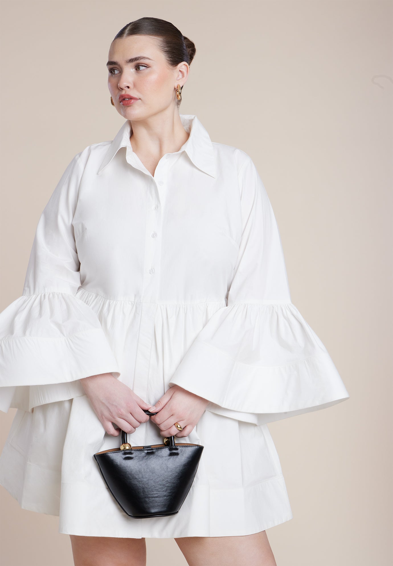 Poplin Ruffle Flare Mini Dress image number 2