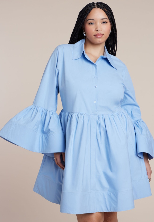 Poplin Ruffle Flare Mini Dress image number 2