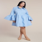 Poplin Ruffle Flare Mini Dress image number null