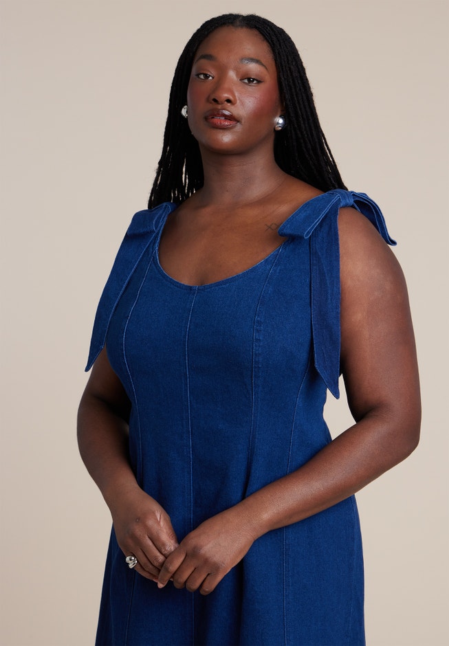 Denim Trumpet Dress | ELOQUII Denim Trumpet Dress | ELOQUII