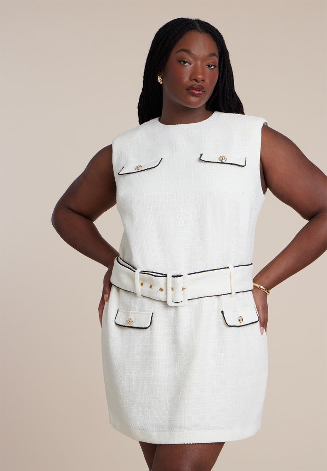 Belted Tweed Mini Dress image number 2