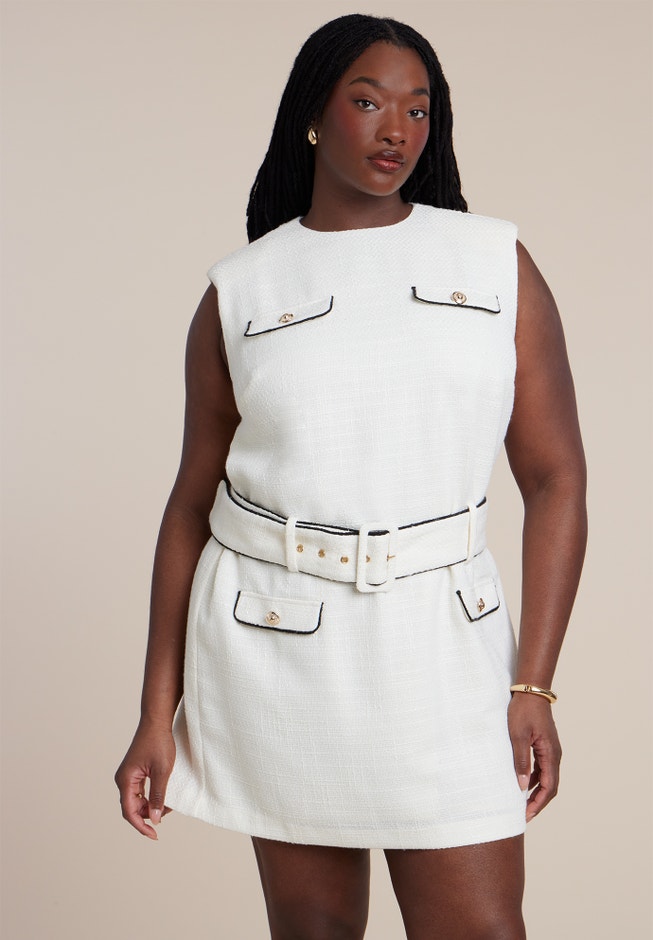 Belted Tweed Mini Dress image number 3