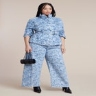 Lace Printed Wide Leg Jeans image number null