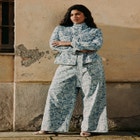 Lace Printed Wide Leg Jeans image number null