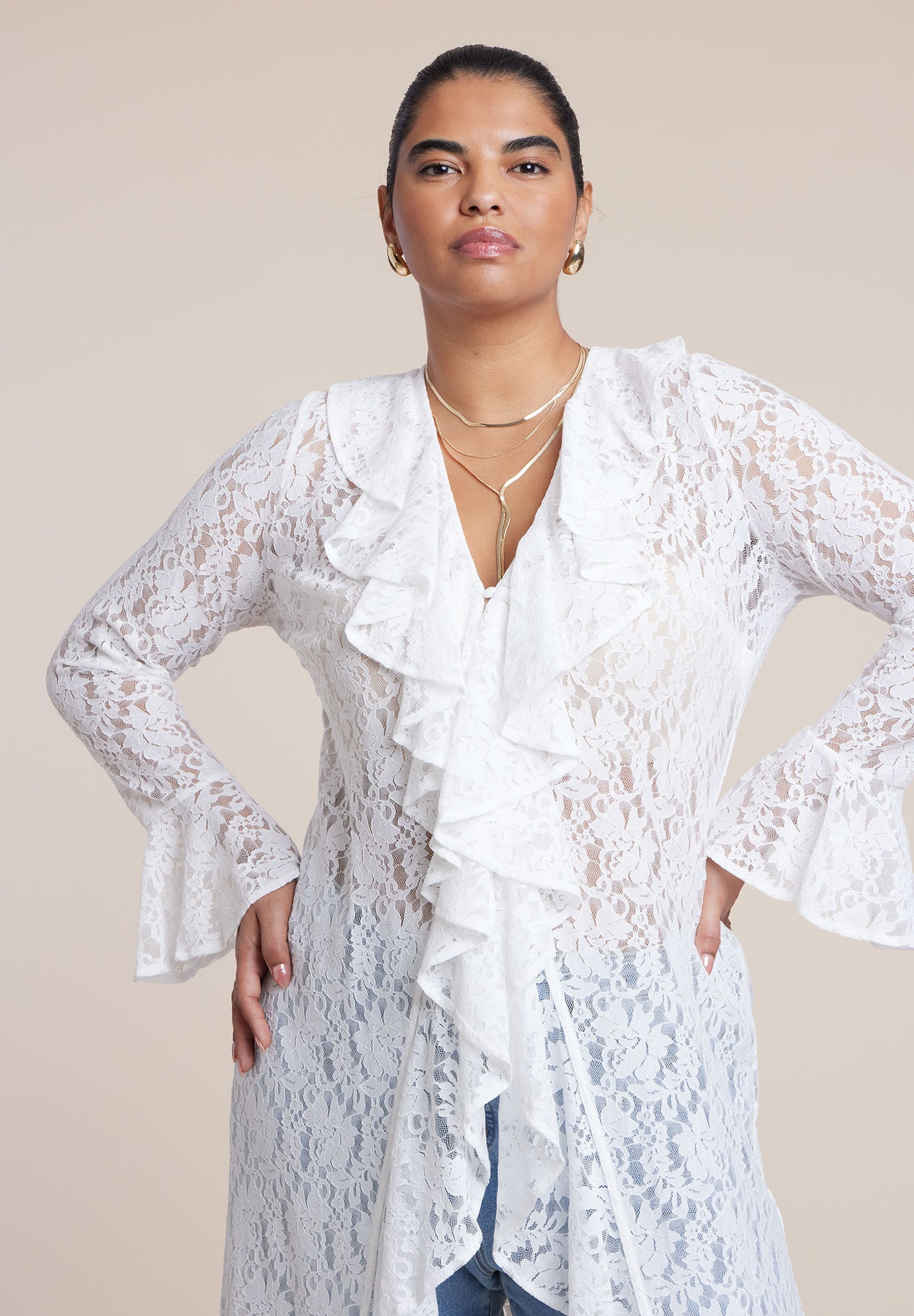 Lace Ruffle Duster image number 2